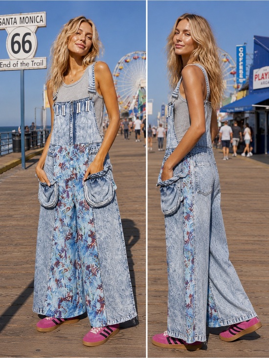 POL Pants - POL “ Ocean Muse “Patchwork Overalls | Denim